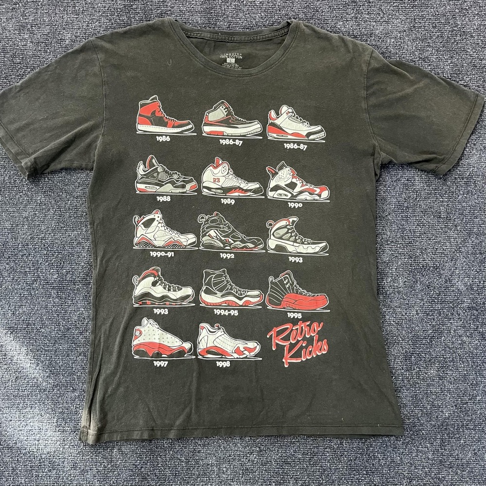 Retro Kicks Shirt Mens Large Sneakerhead Air Jordan Graphic Tee 80s 90s